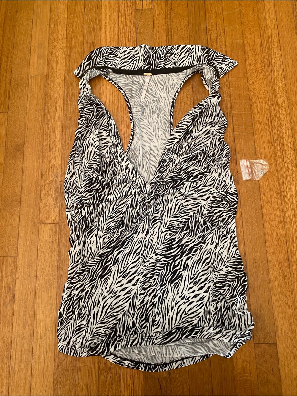 Free People Black and White Zebra Print Racerback Tank
